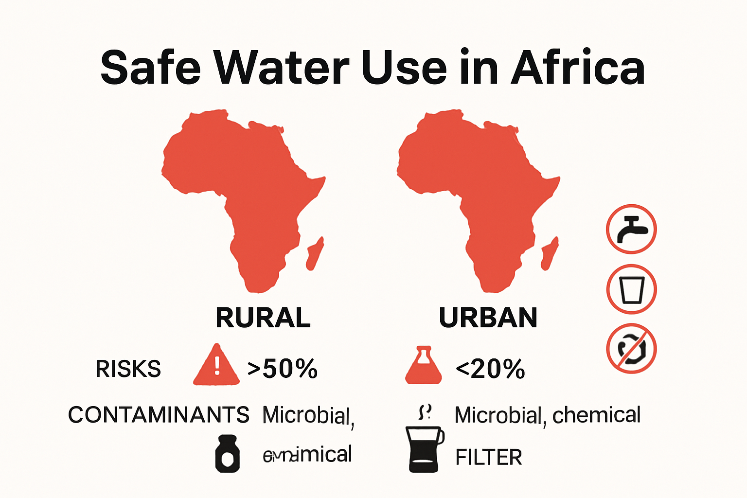 Comparison of water risks and purification methods in rural and urban Africa