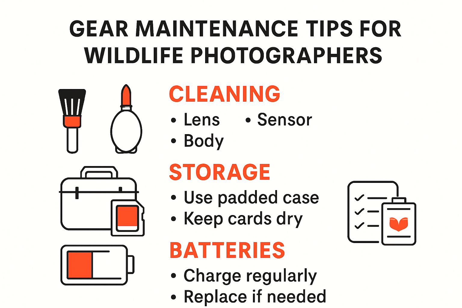 Essential wildlife photography gear maintenance checklist