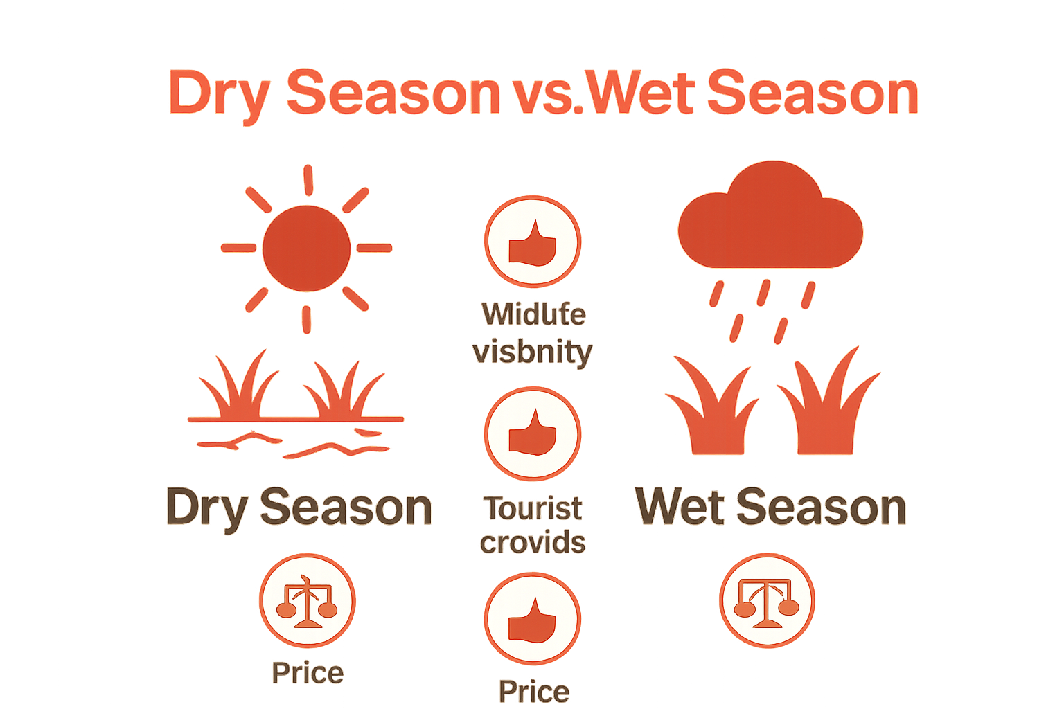 Infographic comparing Dry vs. Wet African safari seasons