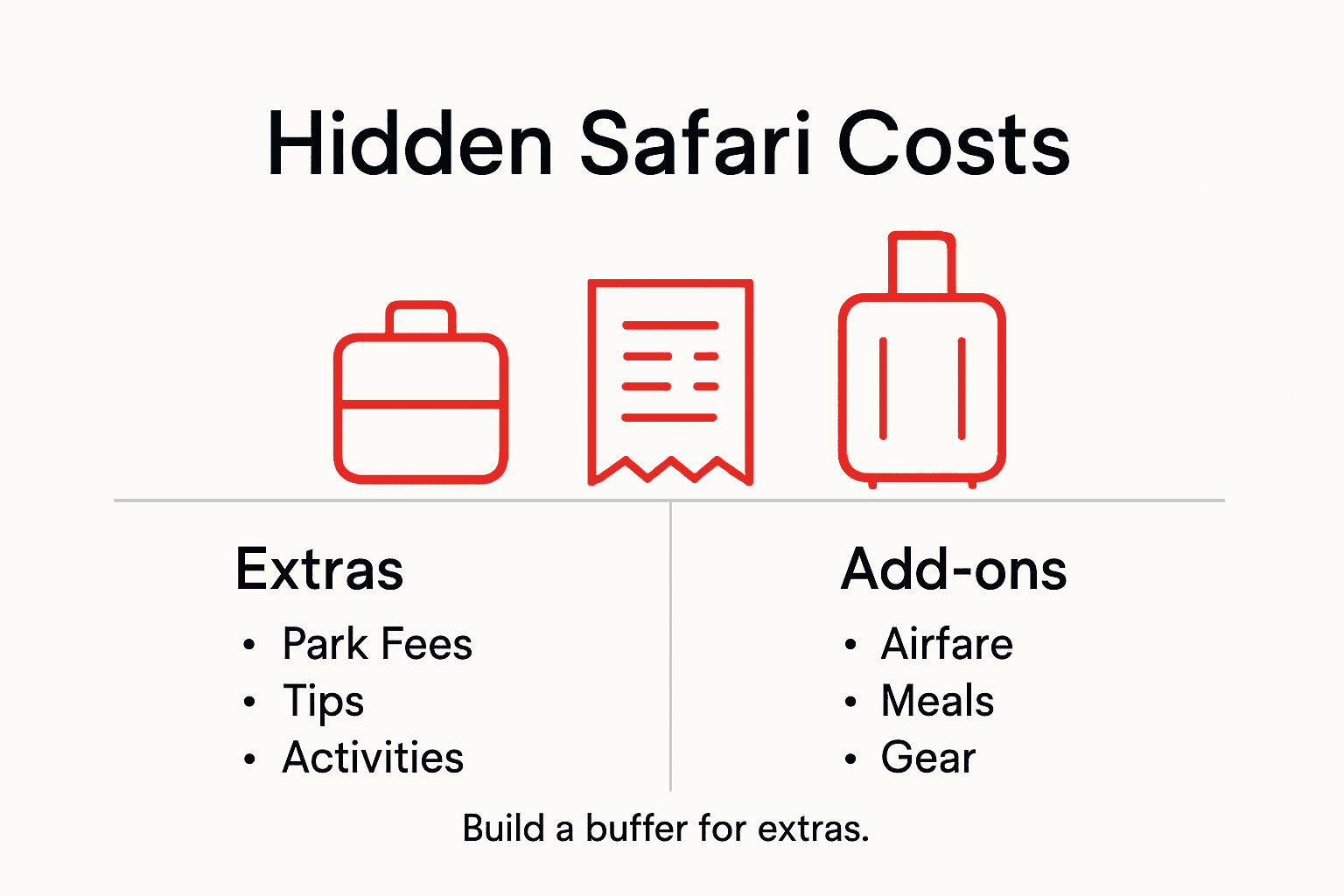 Infographic of common African safari hidden costs