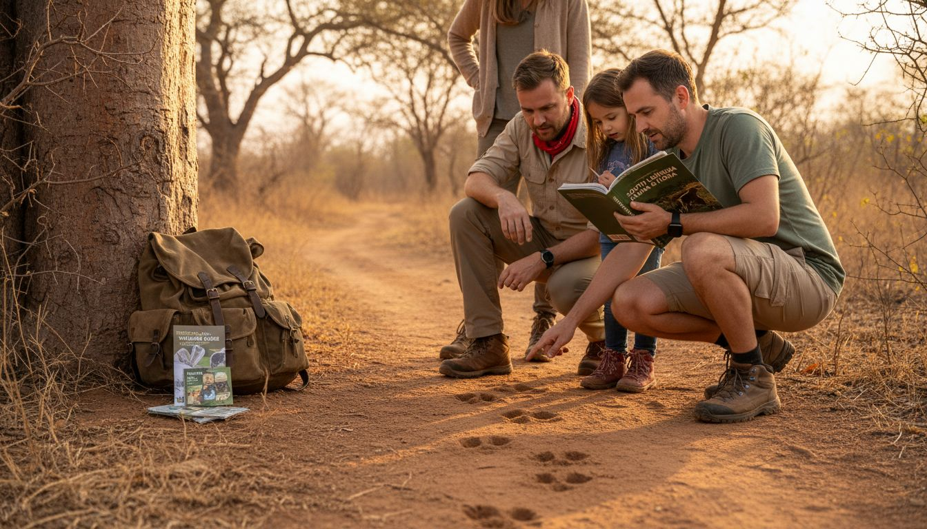 Safari guide with family on walking tour
