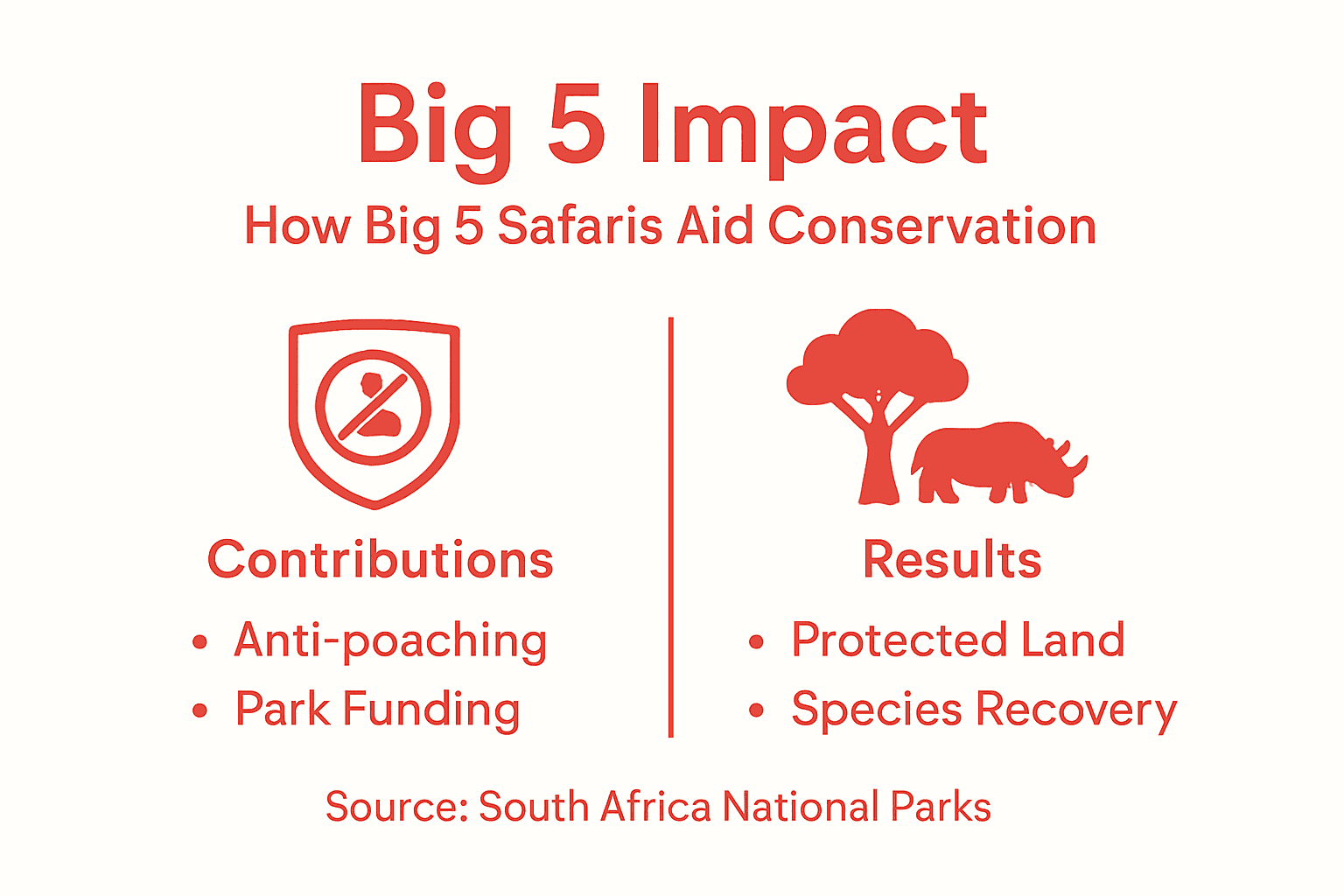 Infographic showing Big 5 safari conservation impact