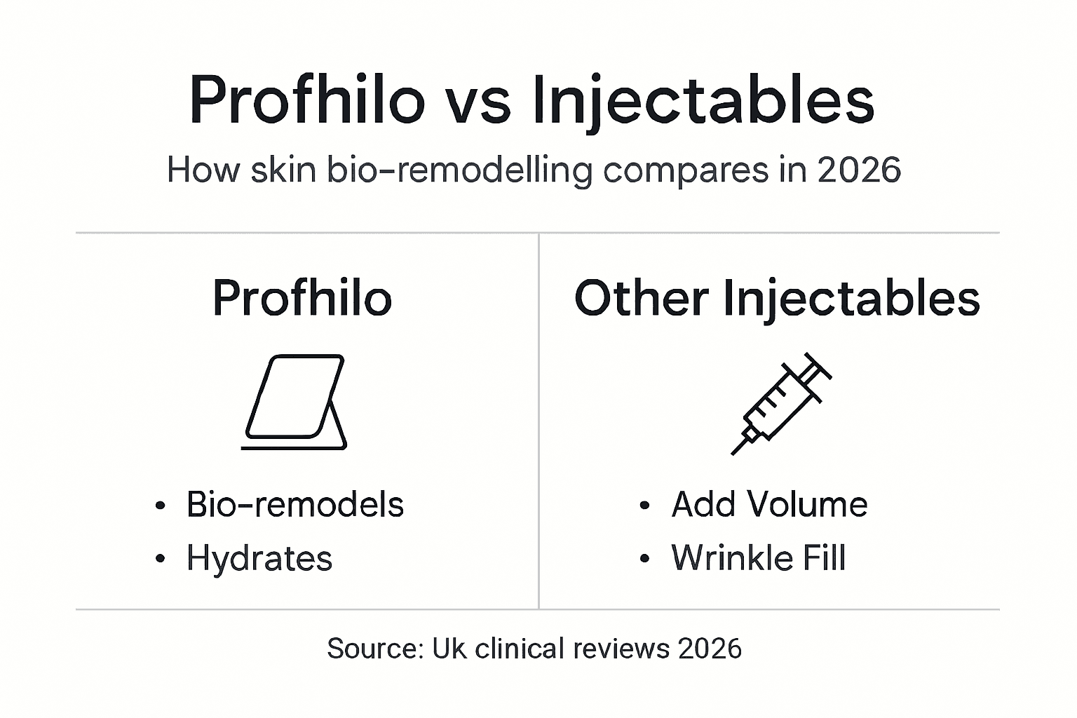 Infographic comparing Profhilo and injectables