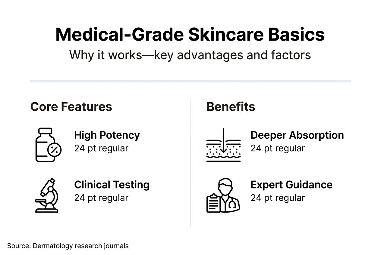 Infographic on medical-grade skincare features and benefits