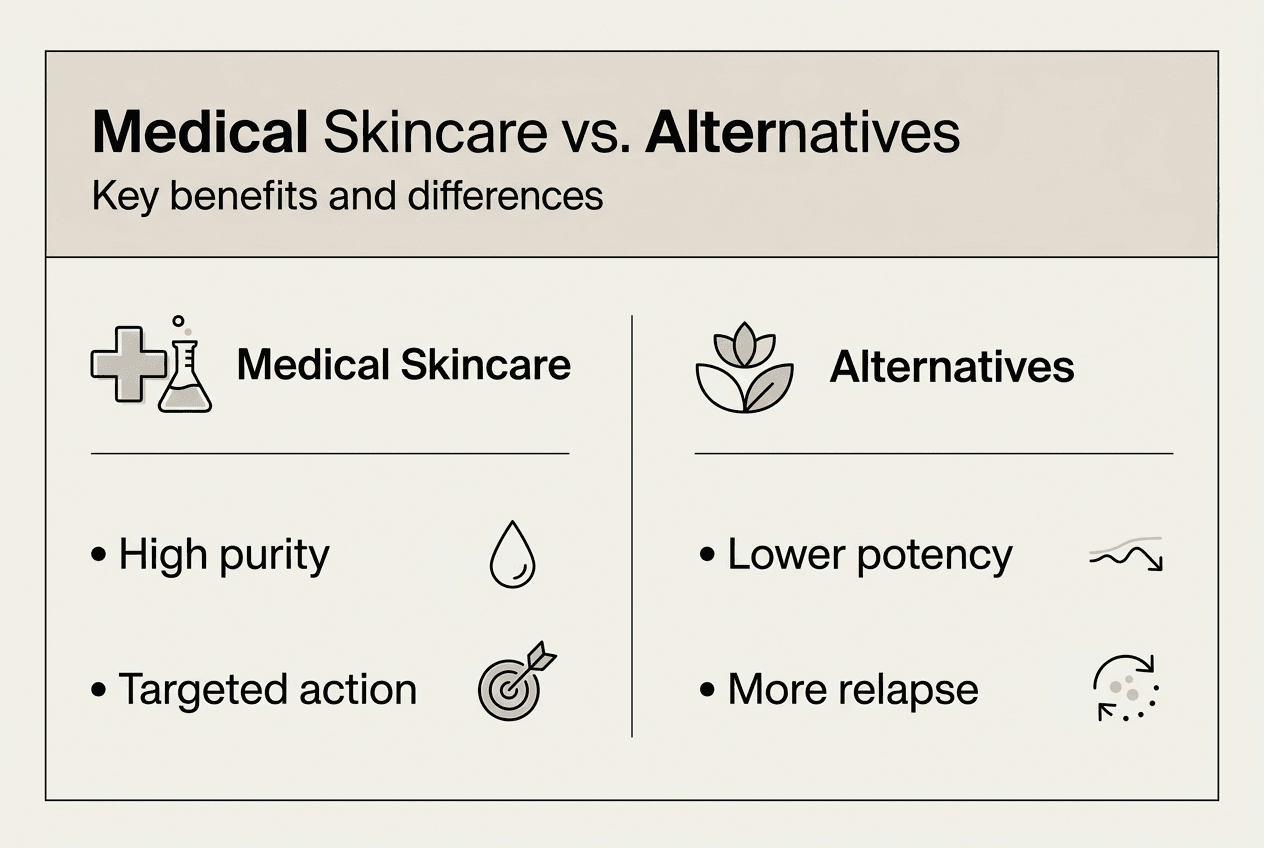 Infographic comparing medical skincare and alternatives
