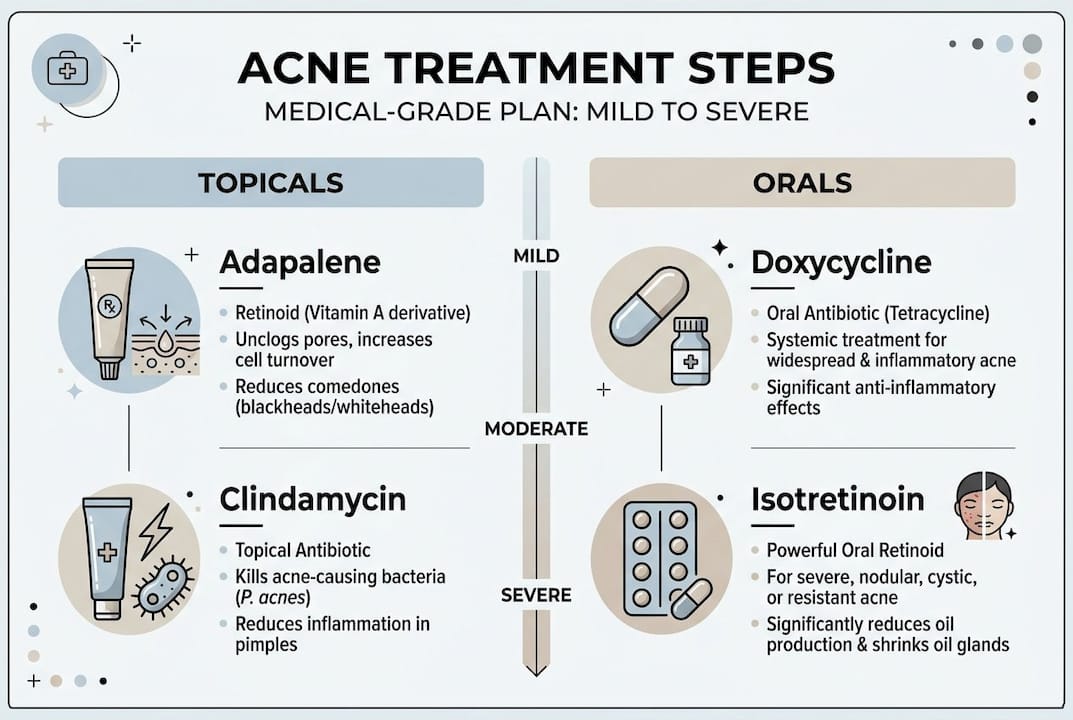Infographic of acne treatment step overview