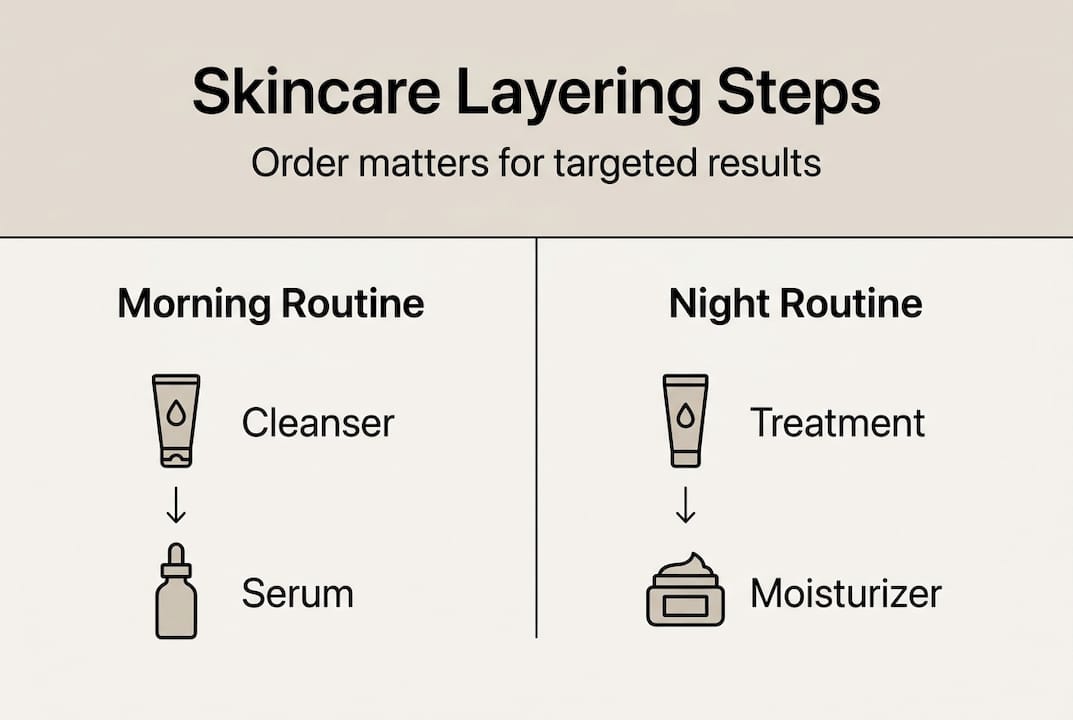 Infographic outlining skincare layering steps