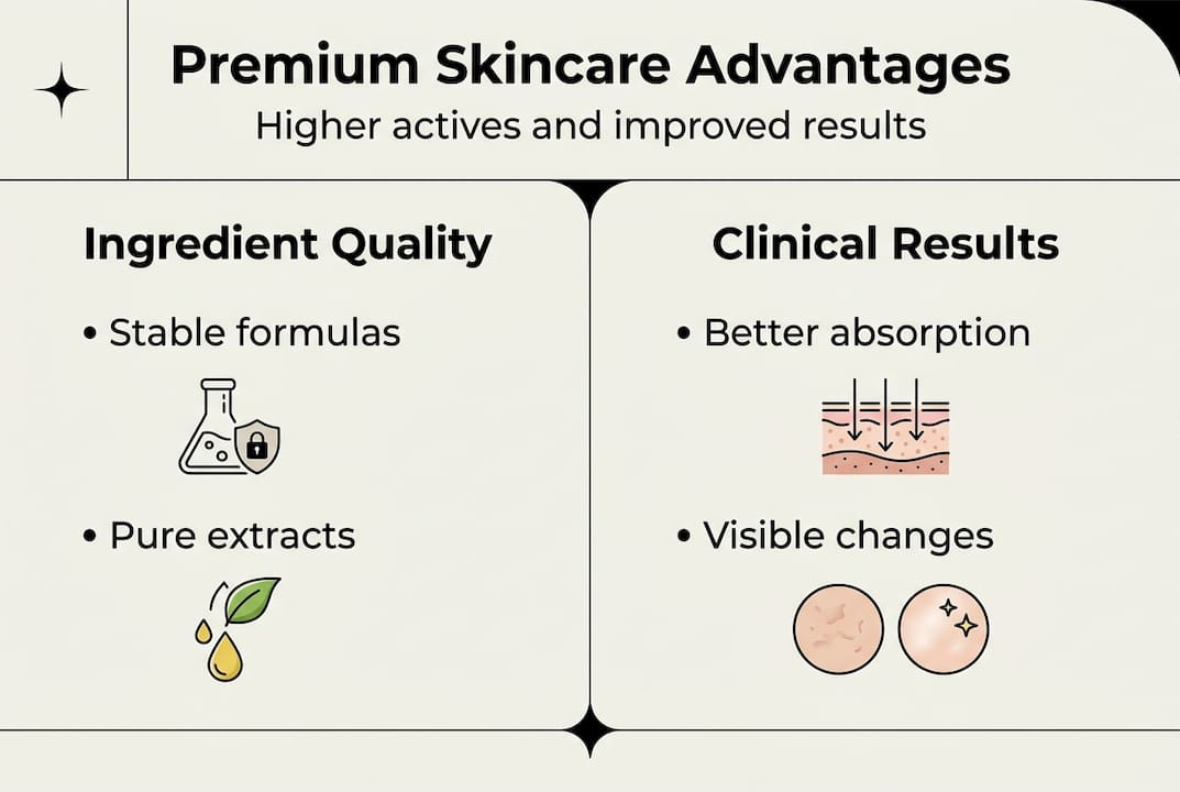 Infographic showing premium skincare advantages