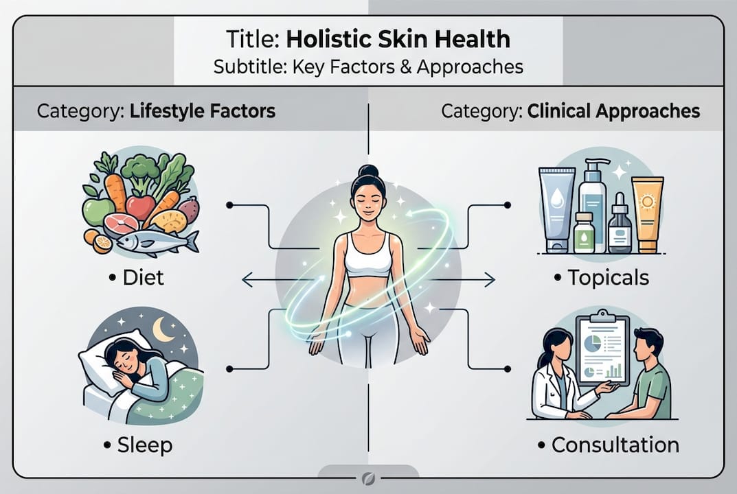 Infographic of skin health factors and methods
