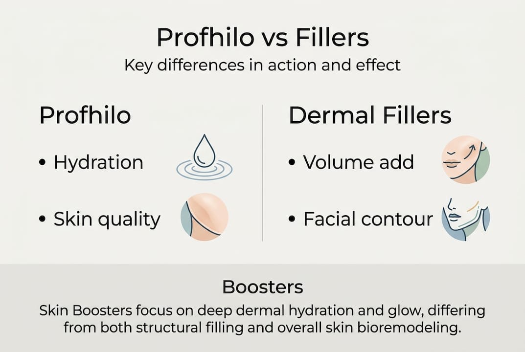 Infographic comparing Profhilo and dermal fillers