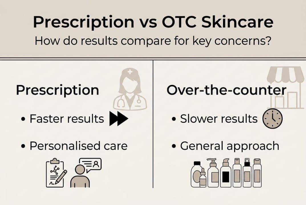 Infographic comparing prescription with over the counter skincare