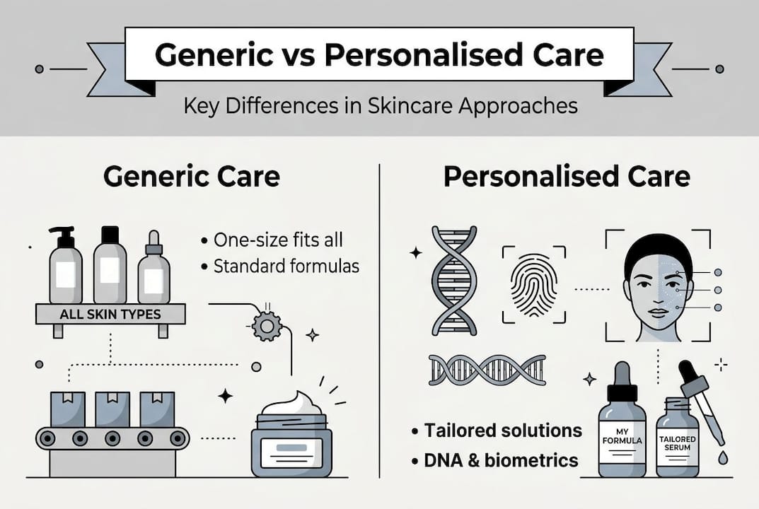 Infographic comparing generic and personalised skincare