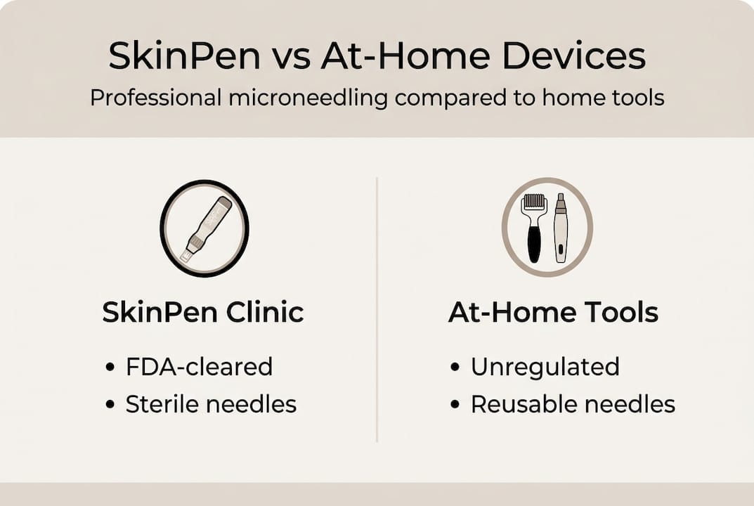 Infographic comparing SkinPen and at-home tools