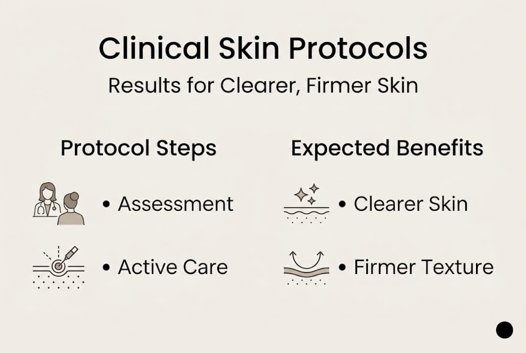 Infographic clinical protocol steps and results