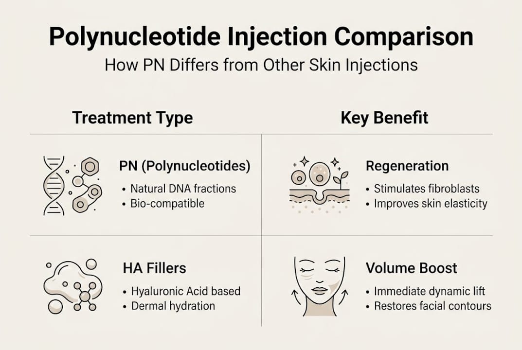 Infographic comparing polynucleotide injections to others