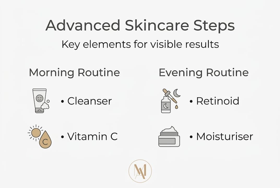 Infographic outlining advanced skincare steps