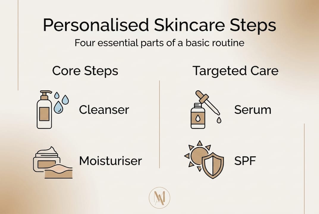Infographic outlining basic skincare routine steps