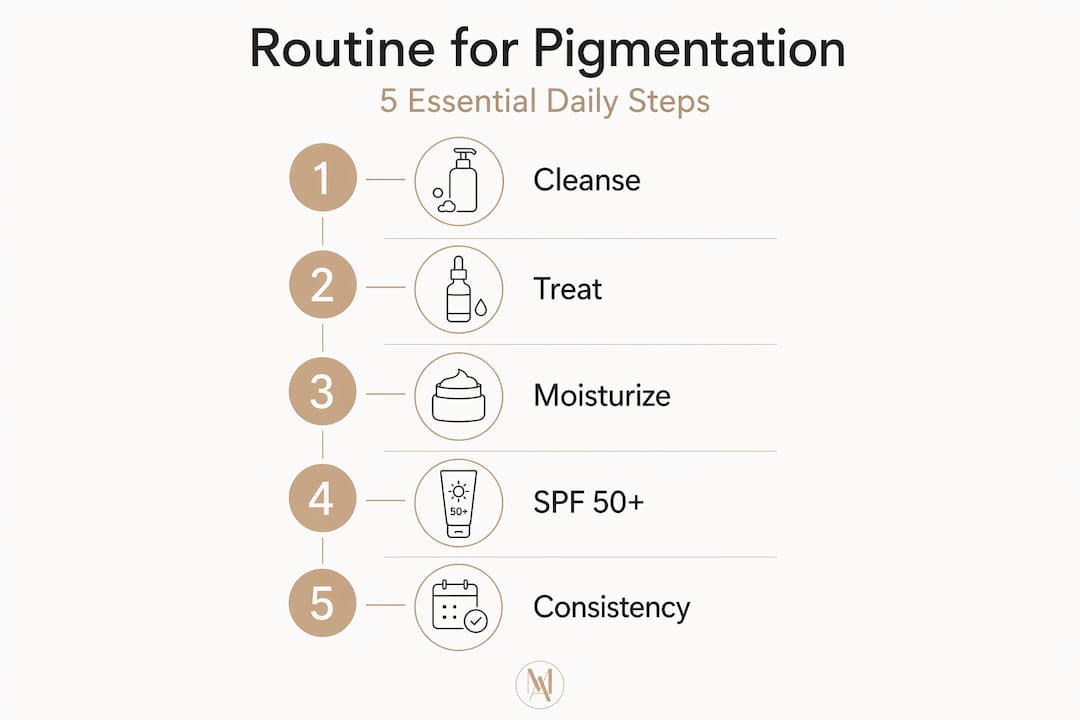 Infographic with step-by-step skincare routine