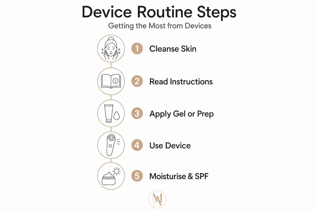 Infographic with step-by-step device routine