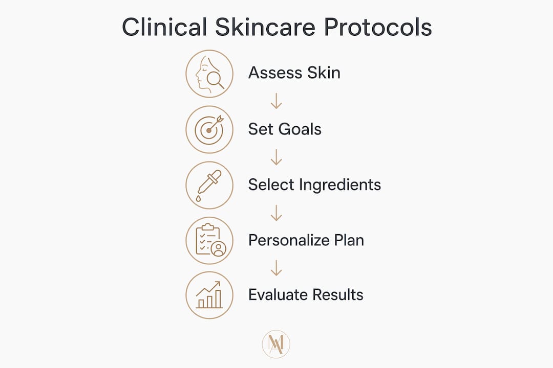 Infographic illustrating clinical skincare protocol steps