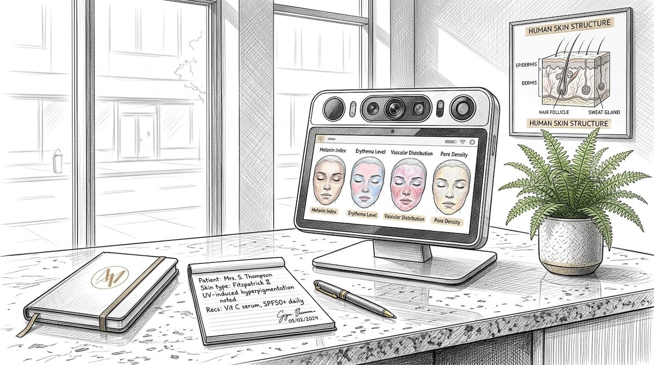 Multispectral imaging device on dermatologist's desk