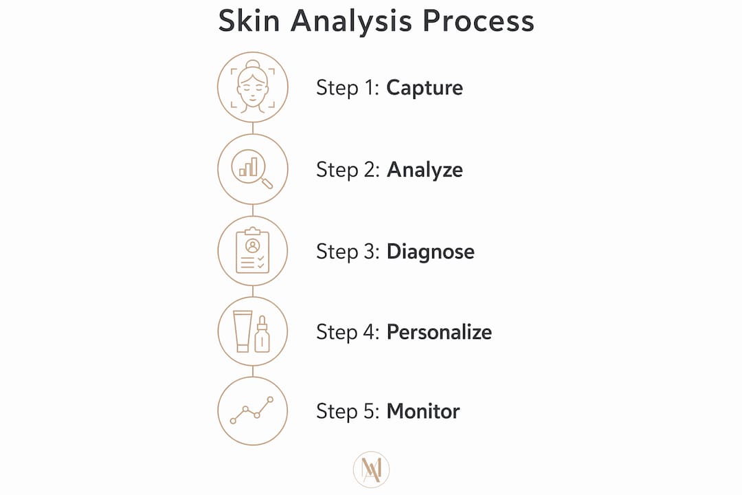 Infographic showing steps of professional skin analysis process