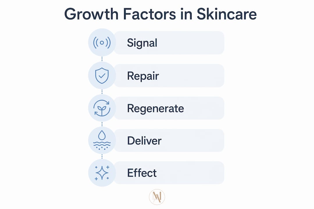 Infographic showing growth factors skincare stages