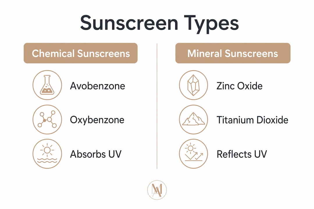 Infographic comparing chemical and mineral sunscreens