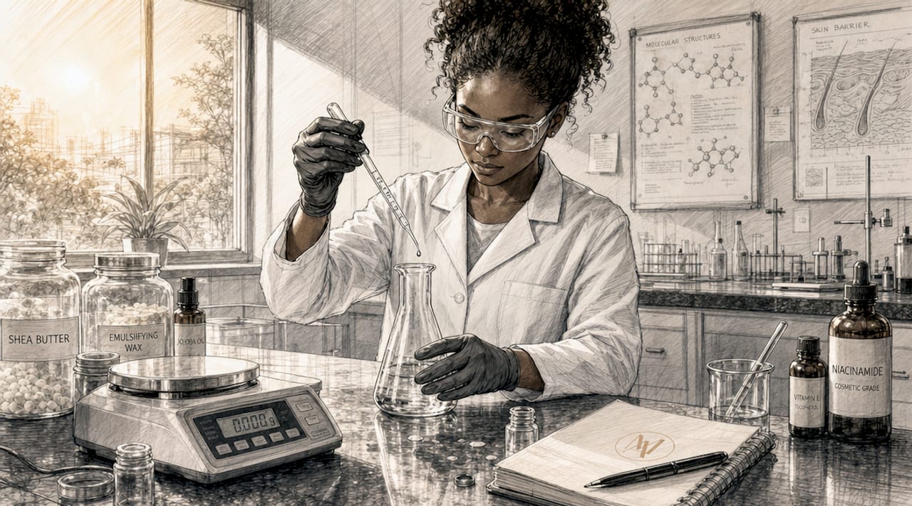 Scientist preparing cosmeceutical skincare ingredients