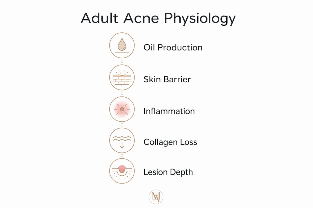 Infographic illustrating adult acne skin changes