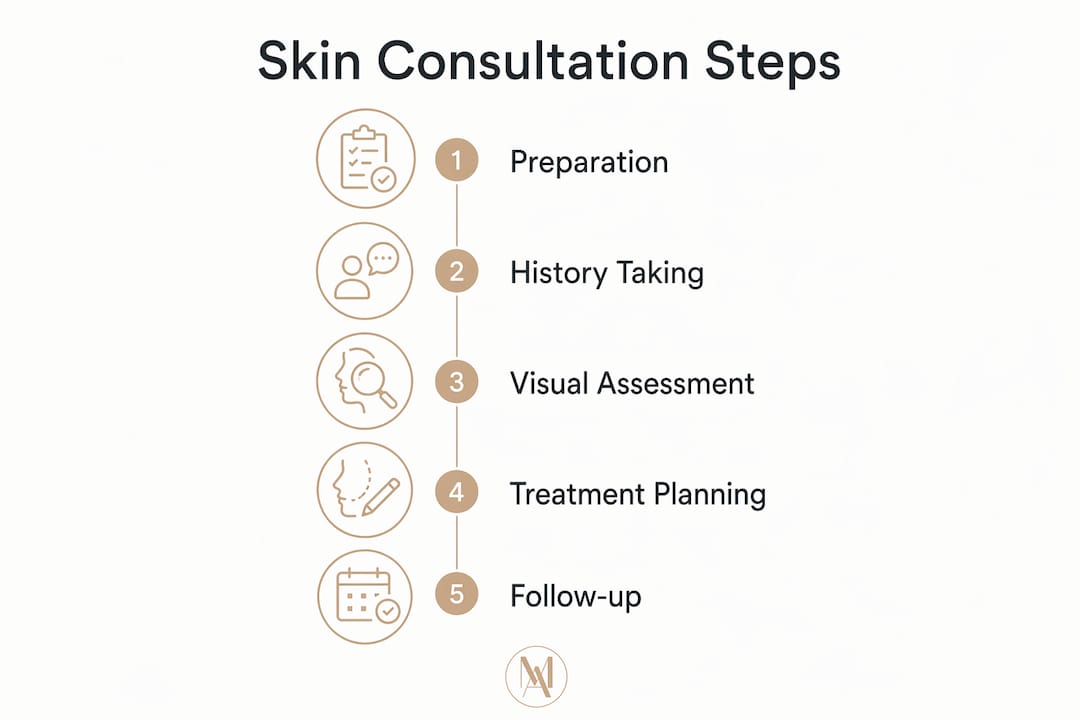 Infographic showing steps of the skin consultation process