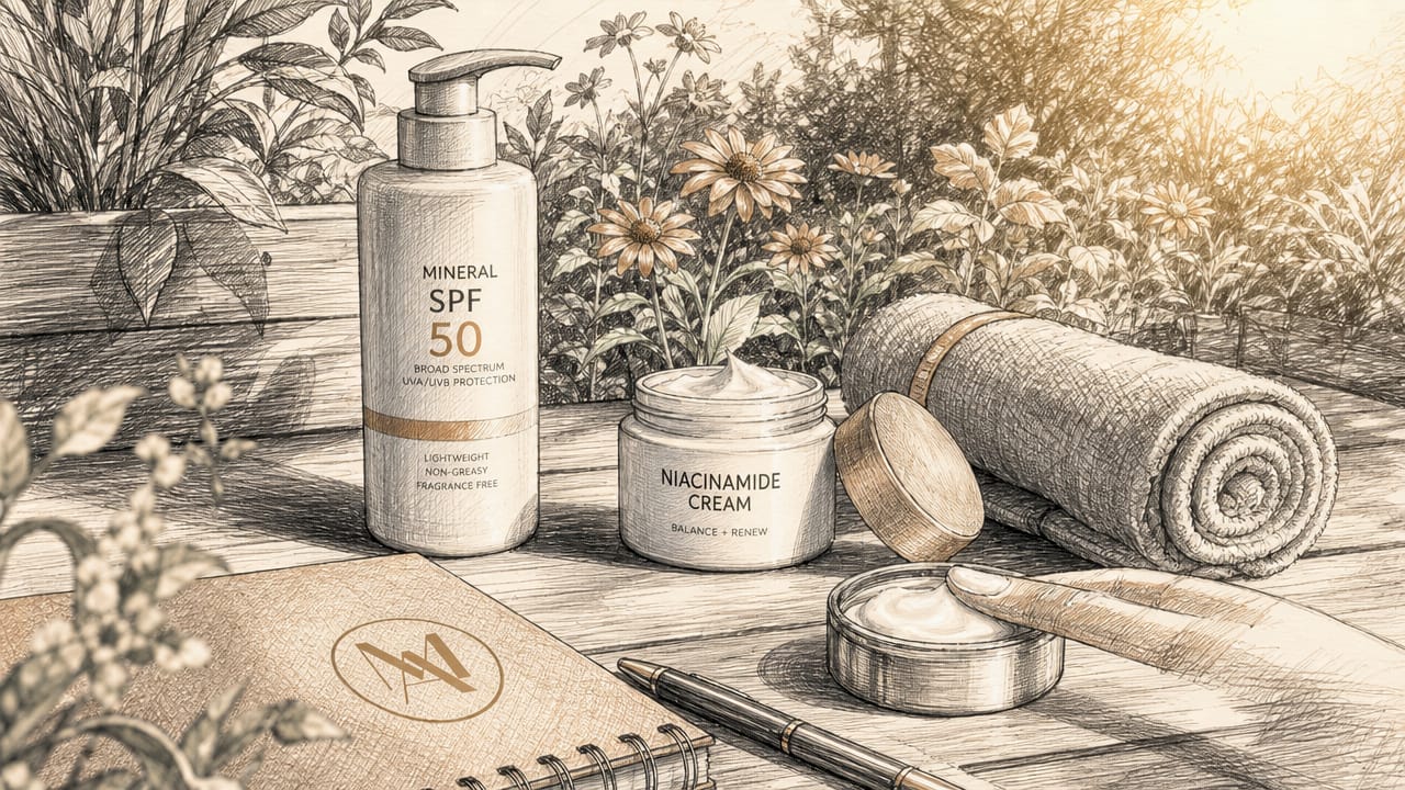 Skincare products for active lifestyle on table