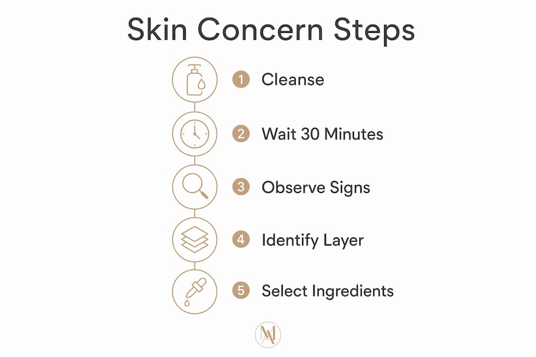 Infographic showing steps to identify skin concerns