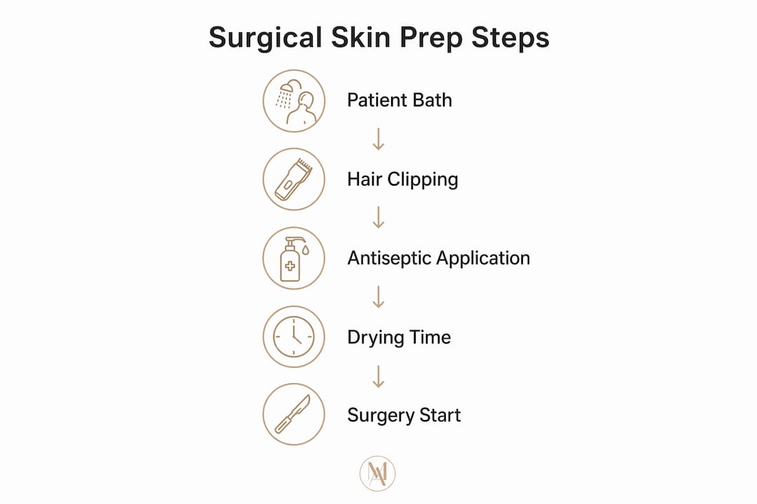 Infographic outlining steps in surgical skin preparation