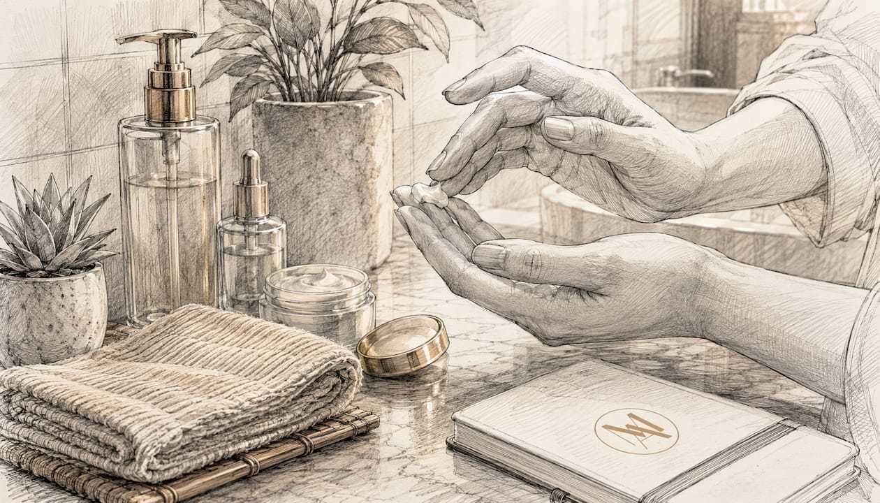 Close-up of hands applying moisturizer cream