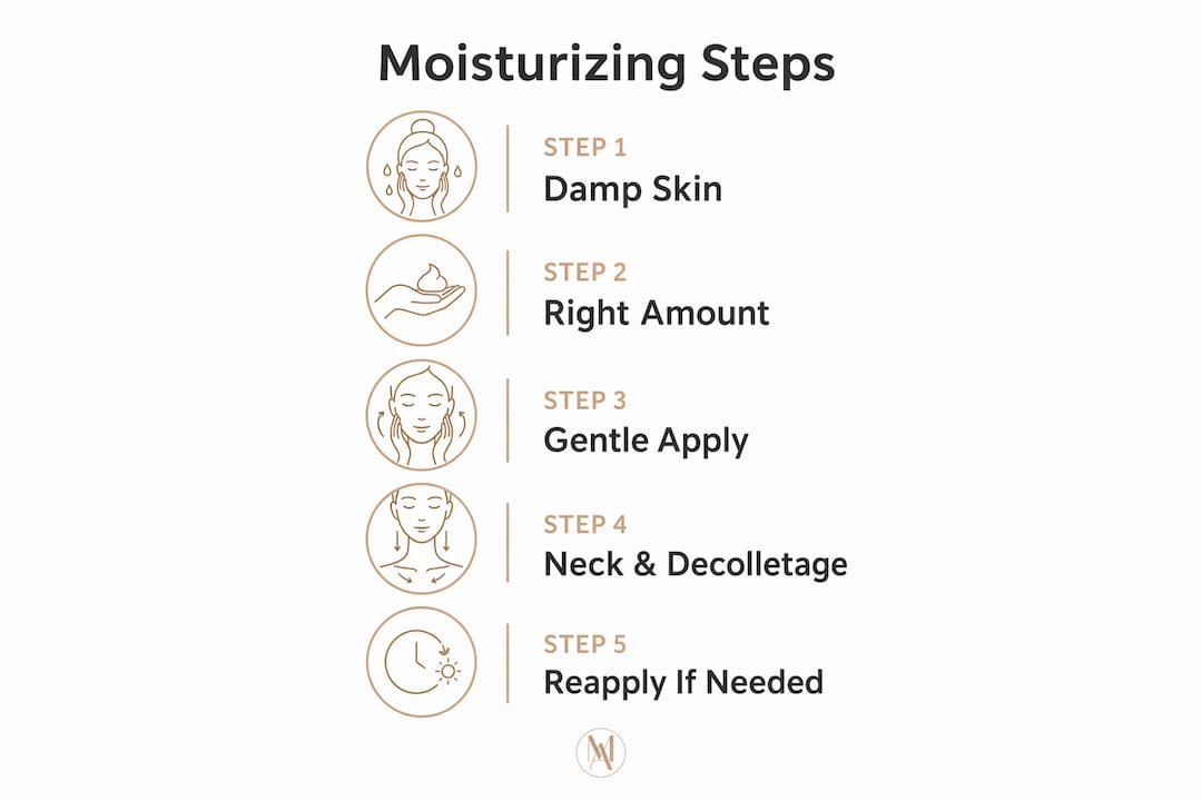 Infographic showing step-by-step moisturizer application