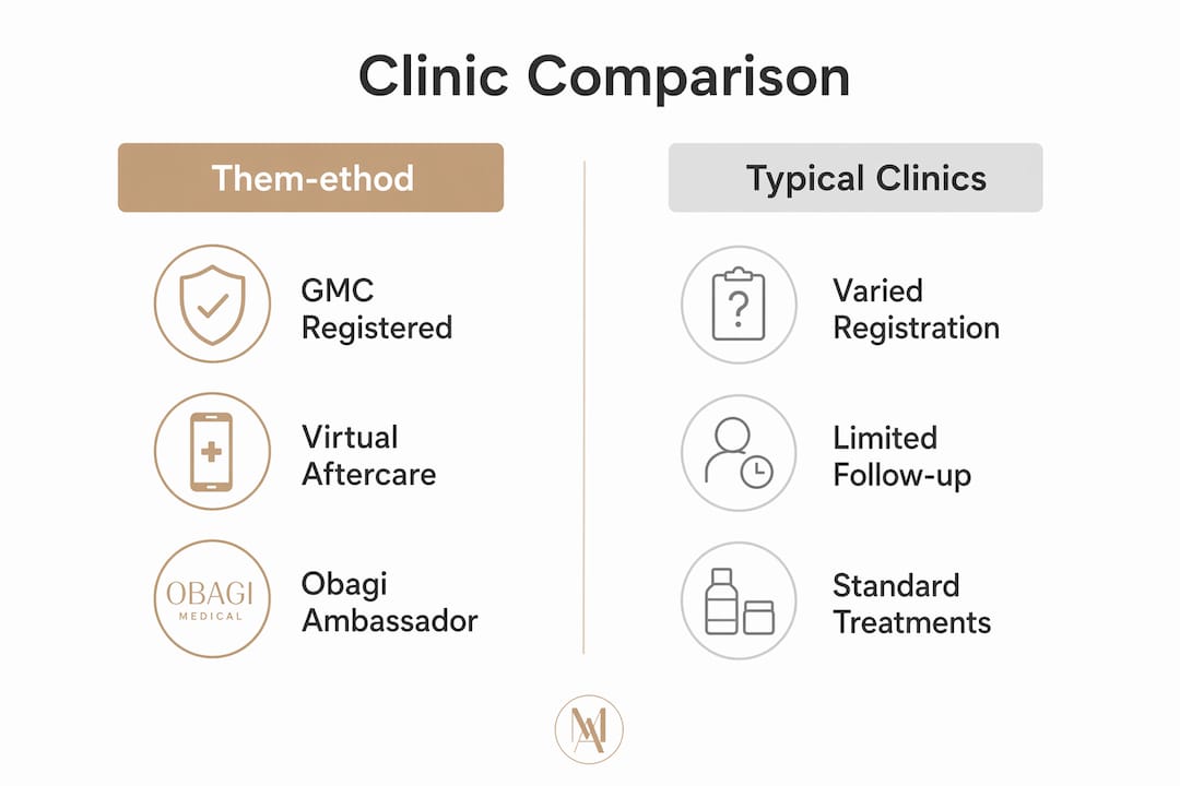 Infographic comparing Them-ethod vs typical London clinics