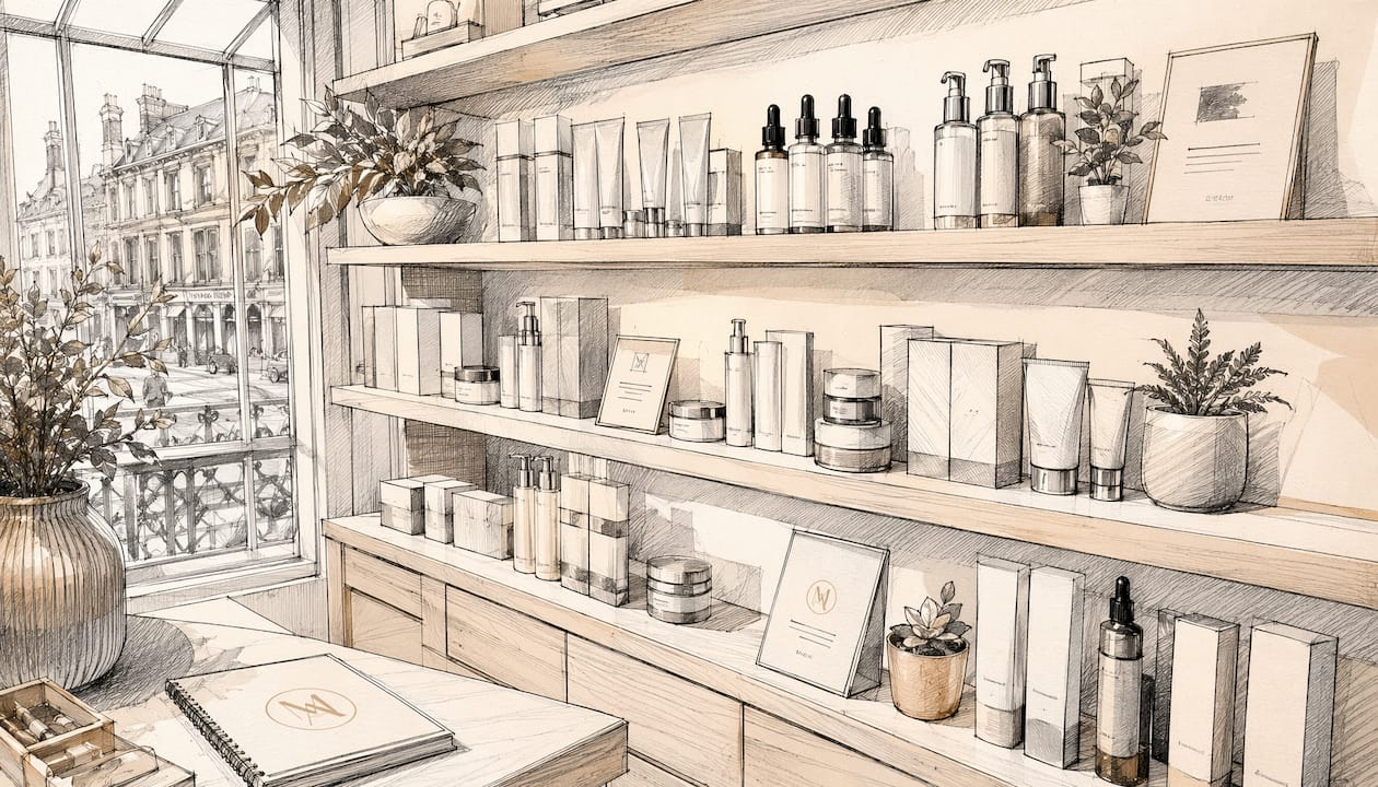 Display of medical-grade skincare products