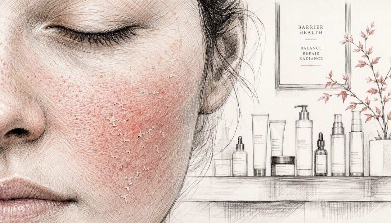 Close-up of sensitive facial skin texture