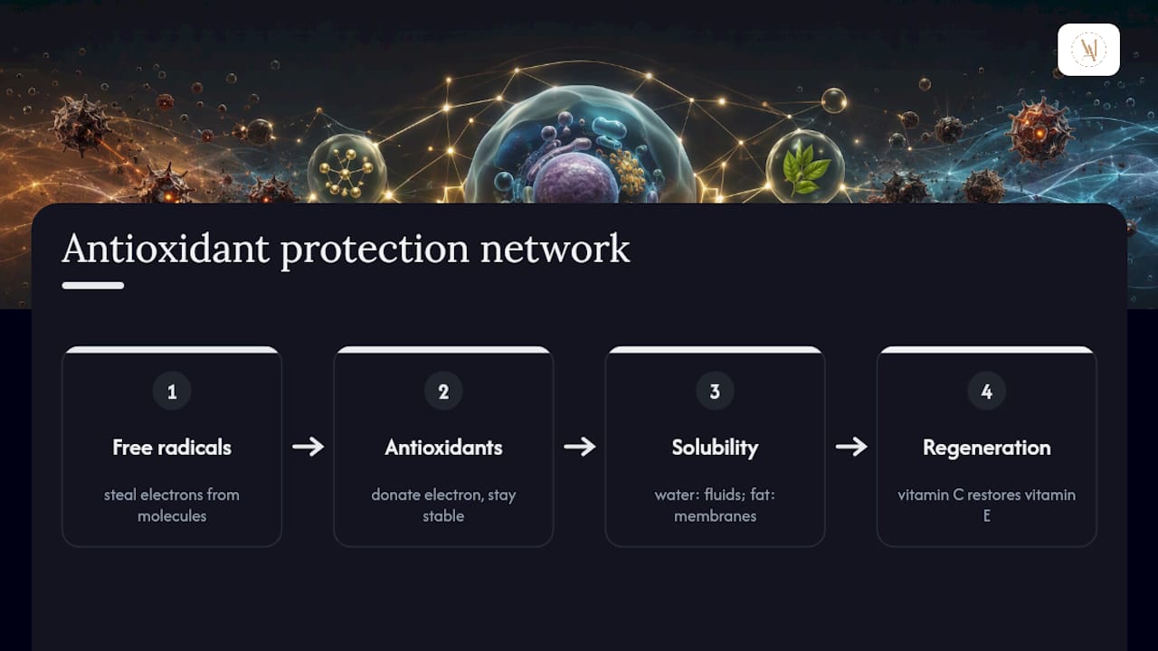 Diagram of antioxidant electron donation and network