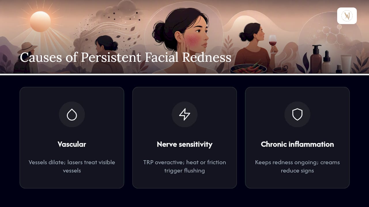 Diagram explaining facial redness mechanisms
