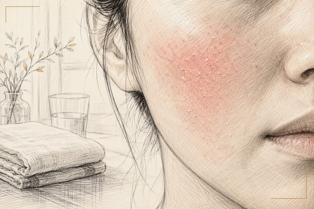 Close-up of skin showing mild irritation and dryness
