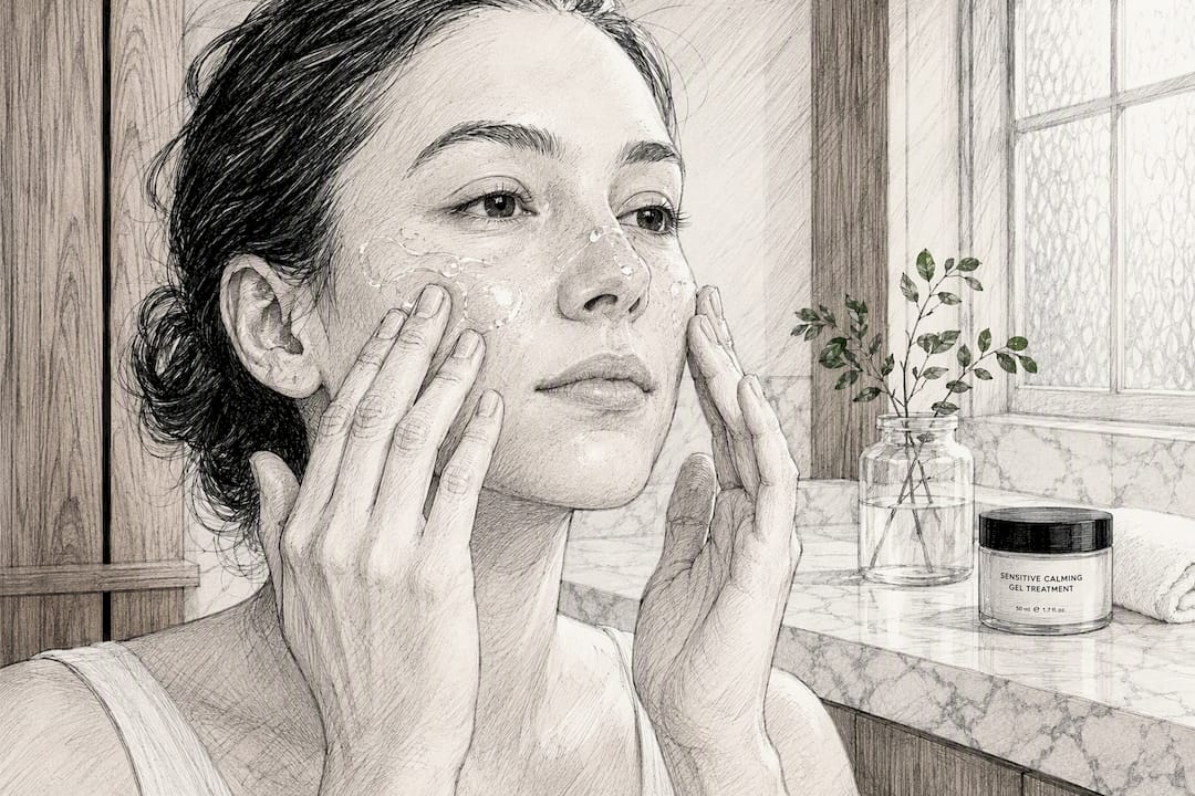 Gentle application of gel on facial skin