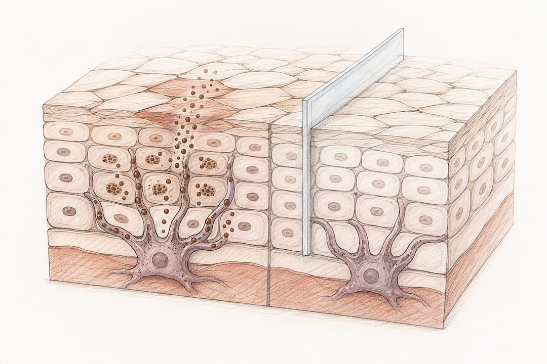 Illustration of pigment transfer being reduced