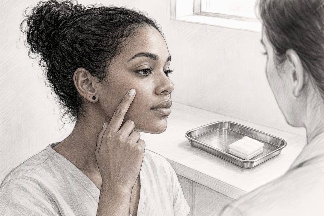 Cheek patch test before eye treatment