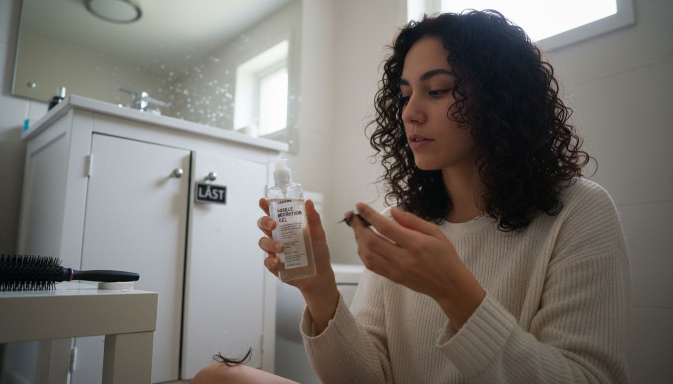 En kvinde arbejder stylinggel ind i sine krøller