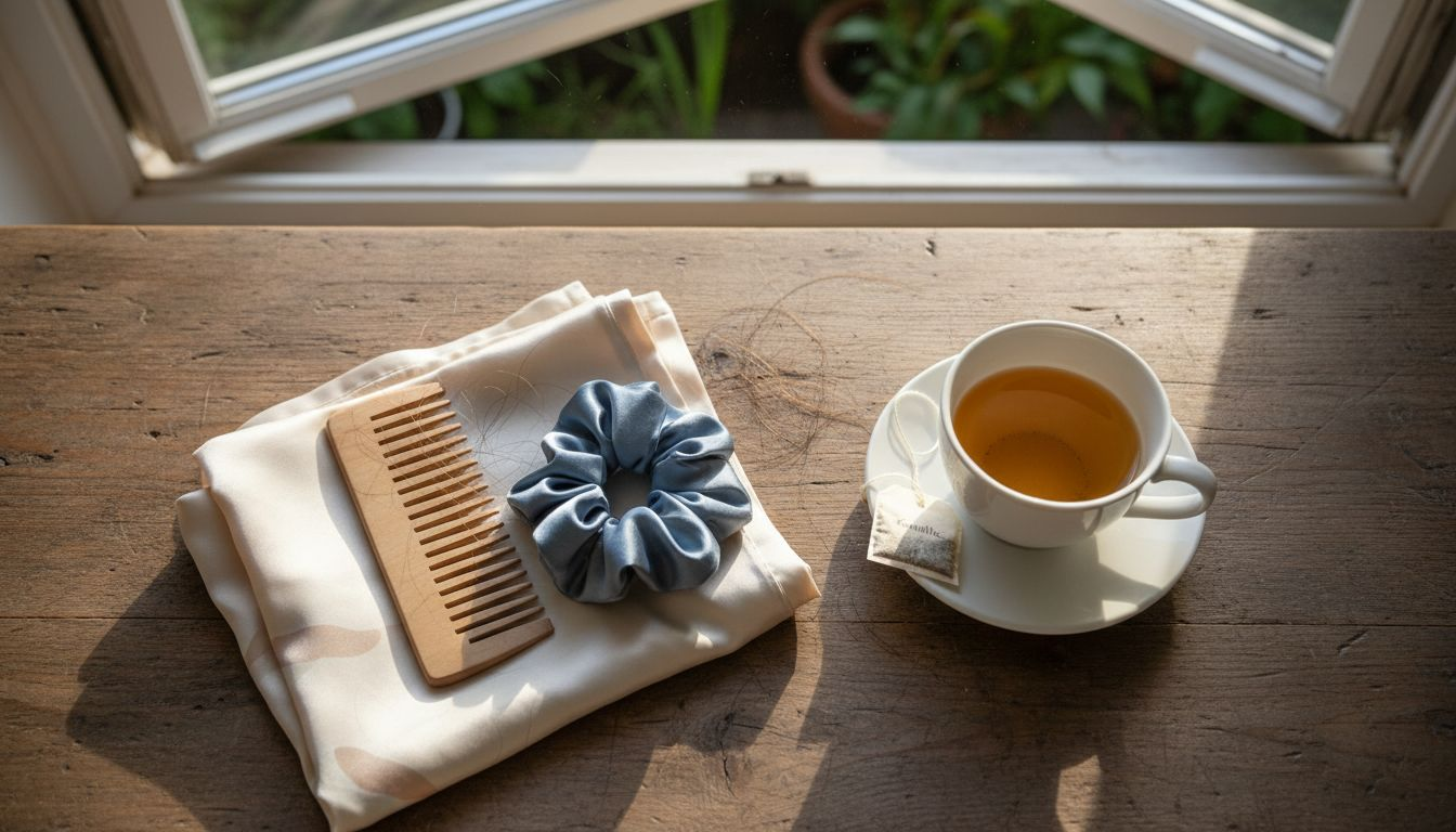 Hårpynt til krøller spredt ud på bordet