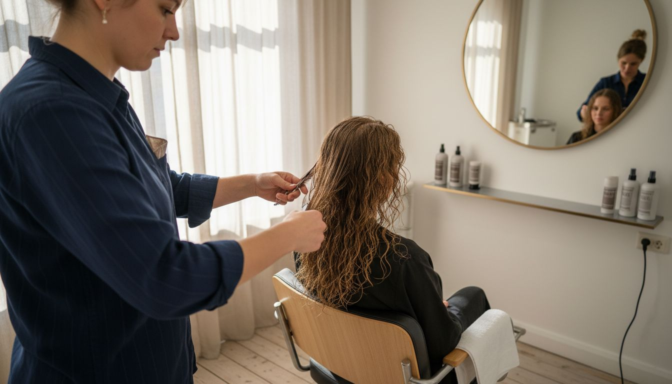 Frisøren klipper krøller med særlige teknikker