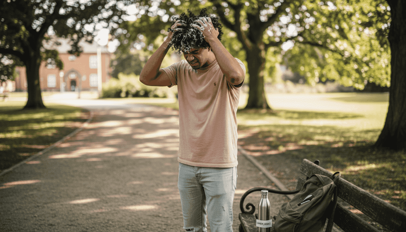 Mand passer ekstra godt på sine krøller i sommersolen