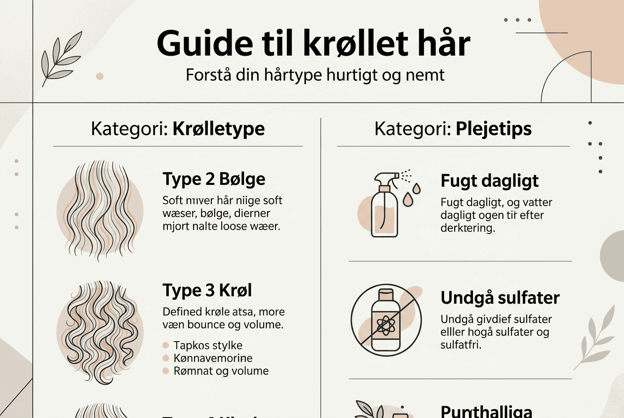 Se vores infografik, hvor du får et nemt overblik over de forskellige krølletyper og får gode råd til, hvordan du bedst passer på dine krøller.